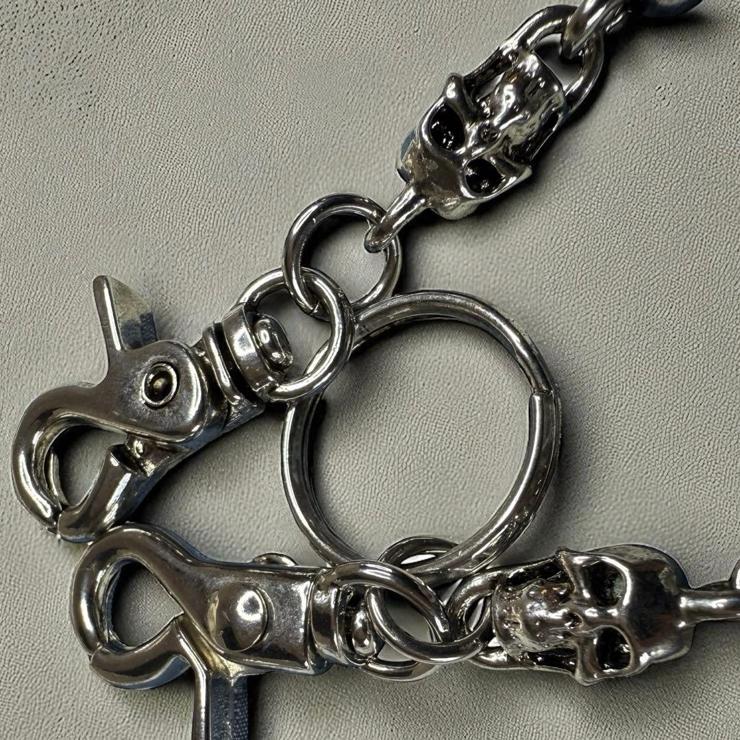 ウォレットチェーン シルバー スカル 骸骨 バイカー ロック