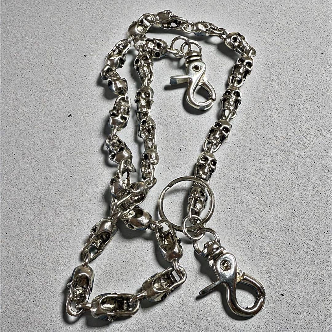 ウォレットチェーン シルバー スカル 骸骨 バイカー ロック