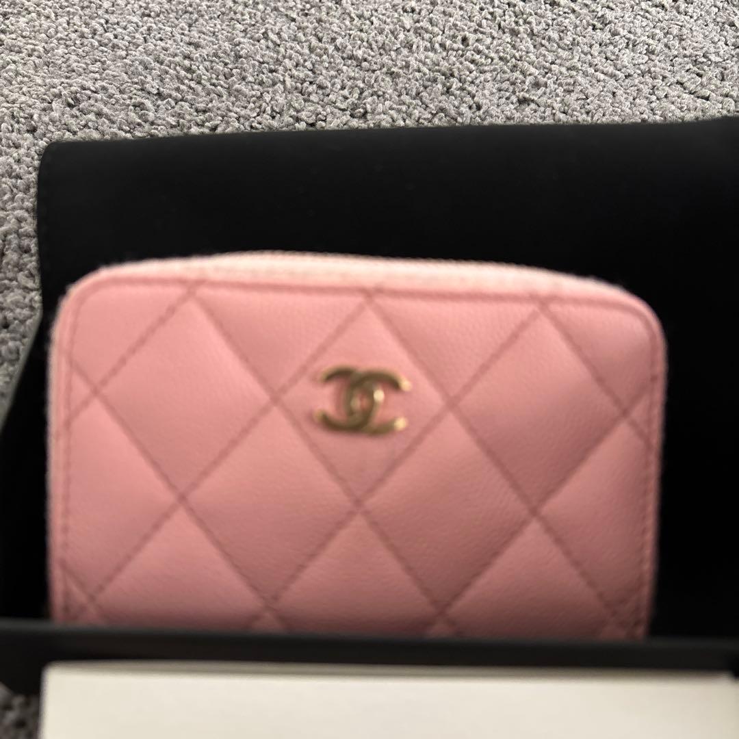 専用　CHANEL キルティングキャビアスキン ジップ パース　ピンク