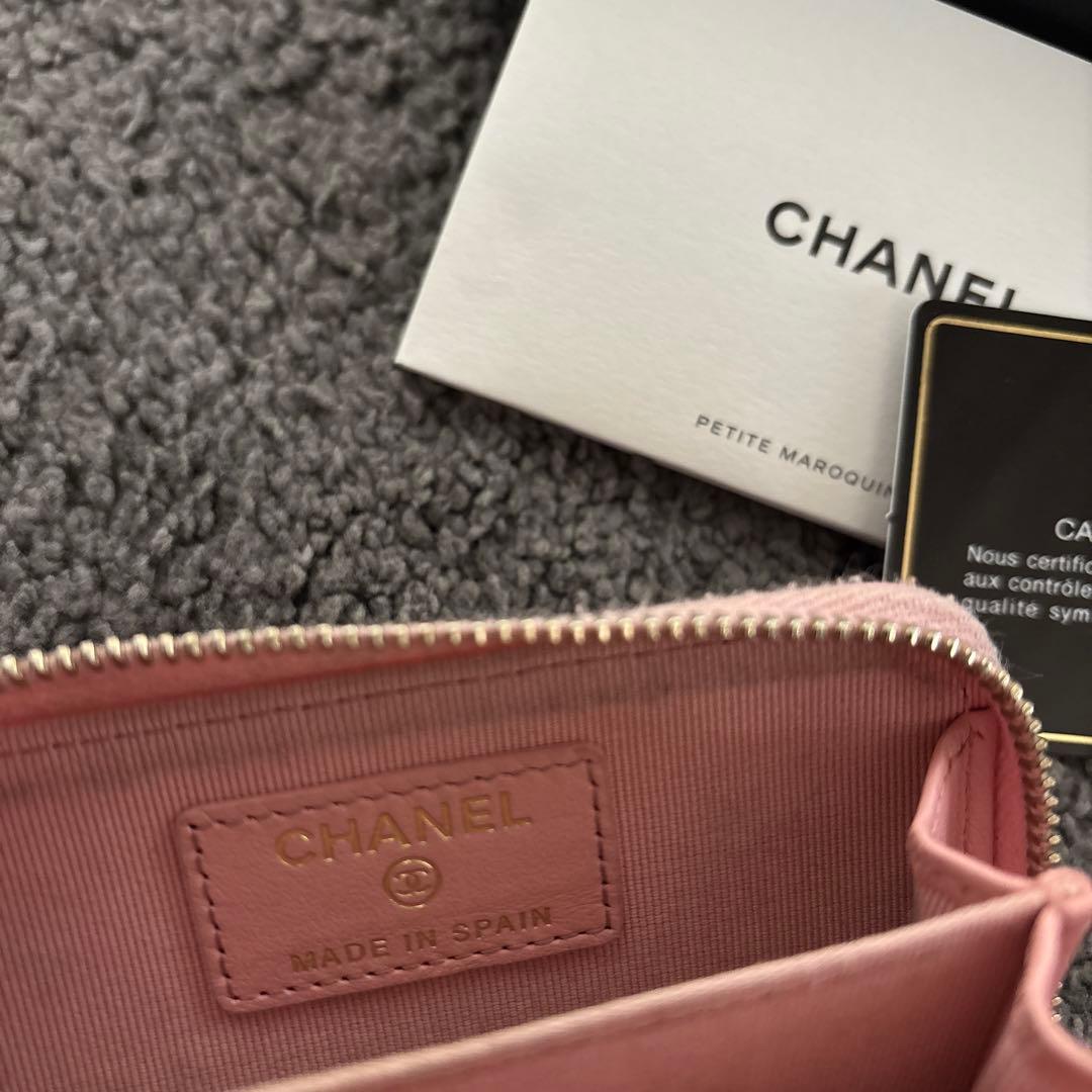 専用　CHANEL キルティングキャビアスキン ジップ パース　ピンク