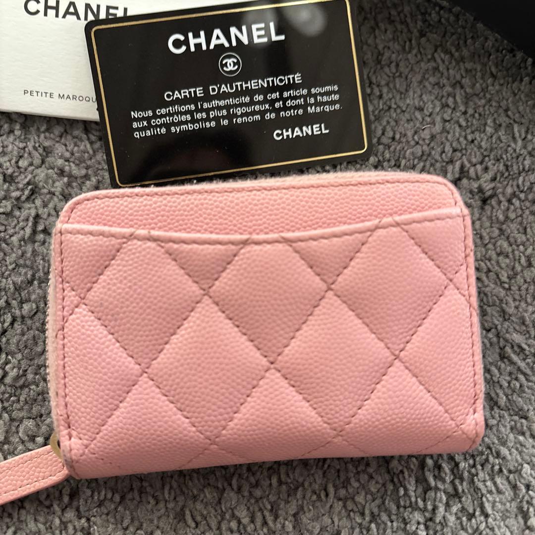 専用　CHANEL キルティングキャビアスキン ジップ パース　ピンク