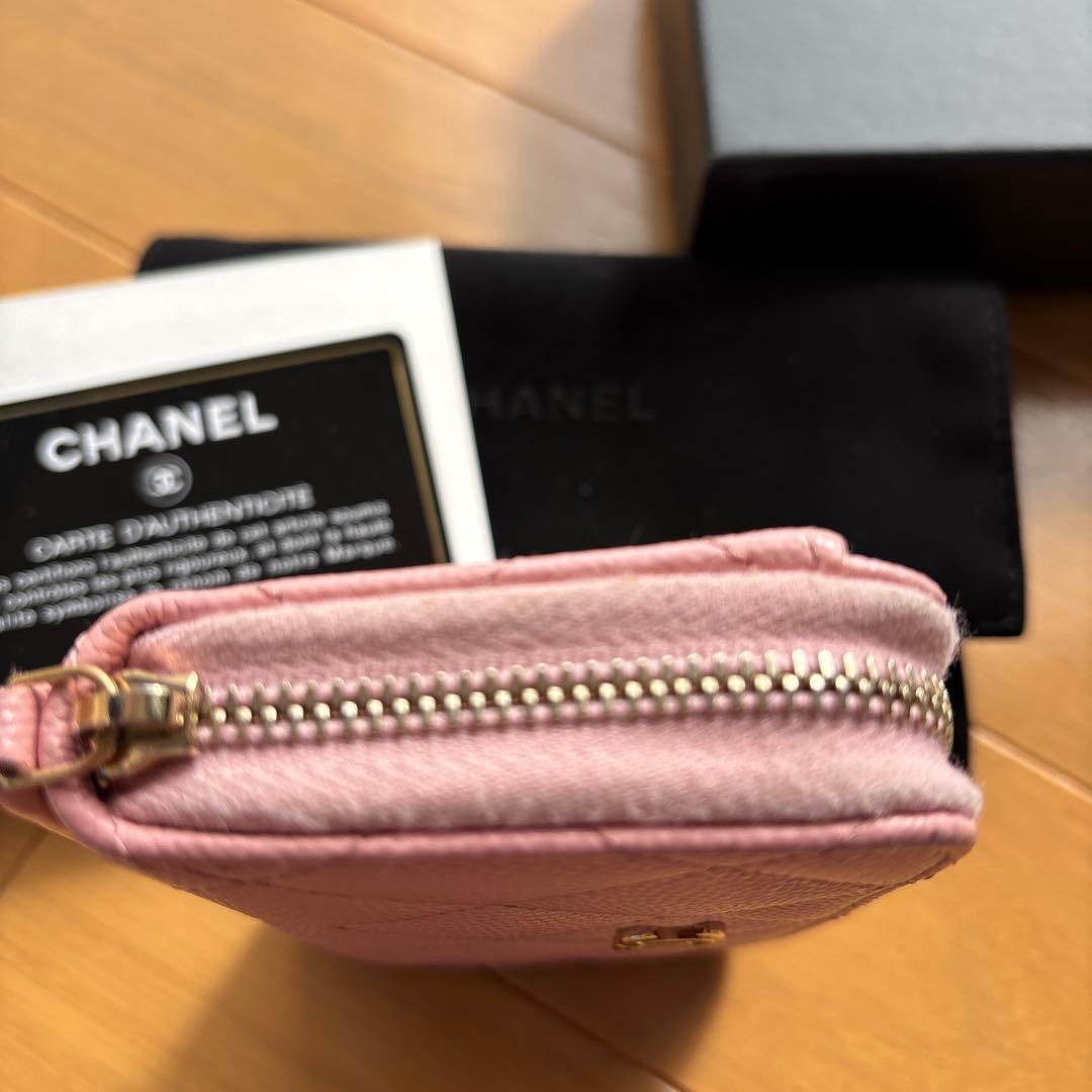 専用　CHANEL キルティングキャビアスキン ジップ パース　ピンク