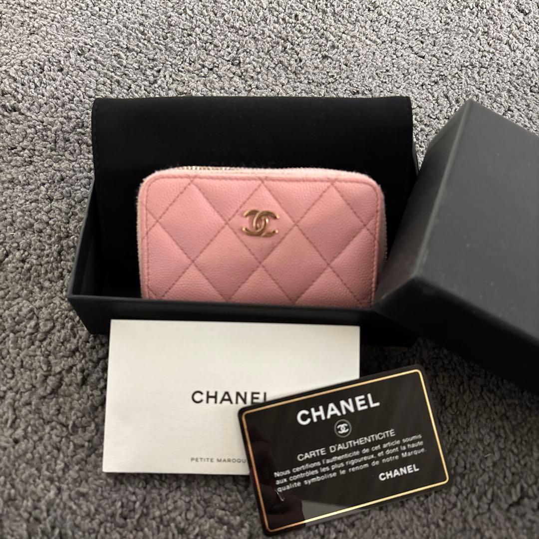 専用　CHANEL キルティングキャビアスキン ジップ パース　ピンク