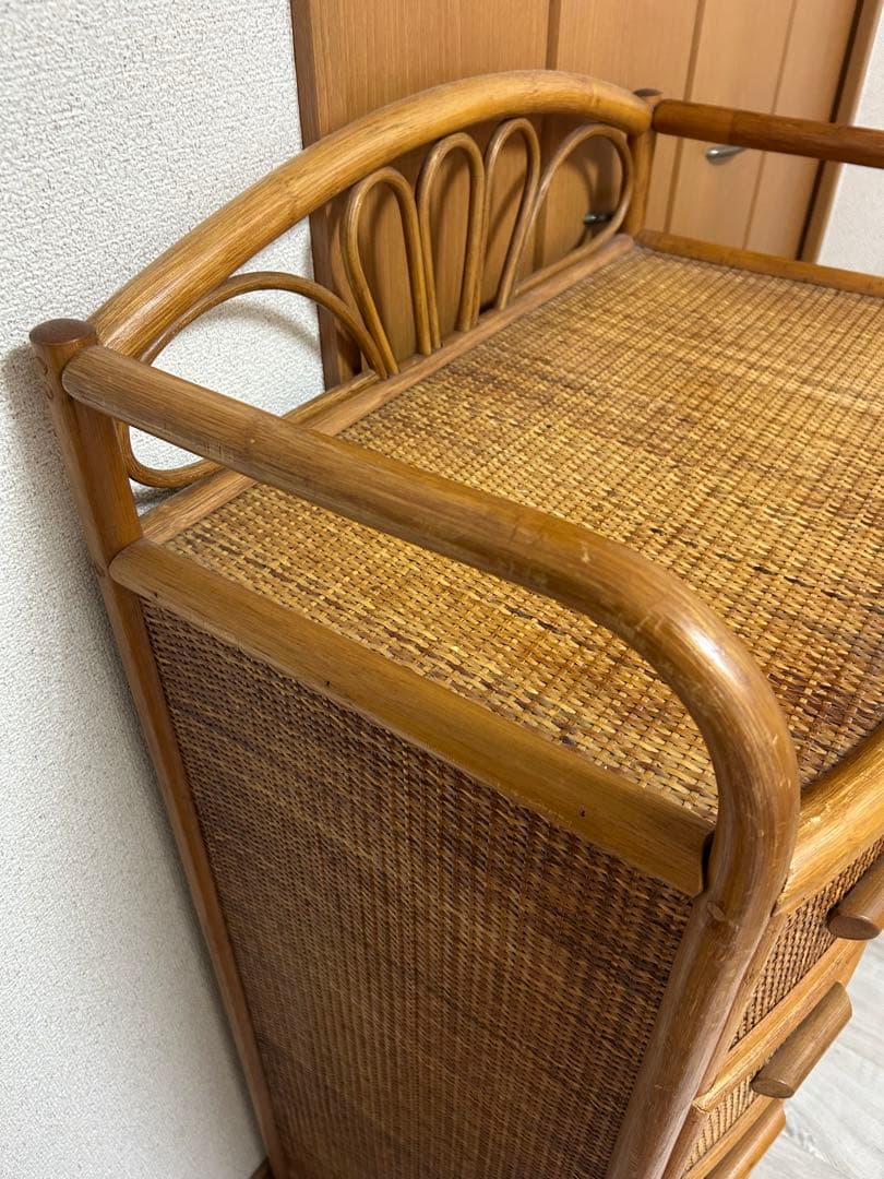 ラタン製　5段チェスト