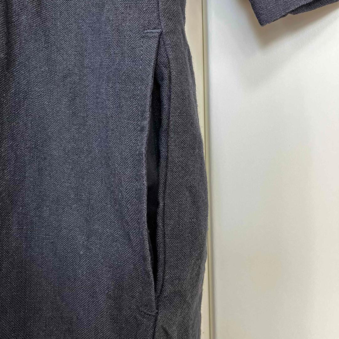 中川政七商店 厚手麻のボタンワンピース スミクロ