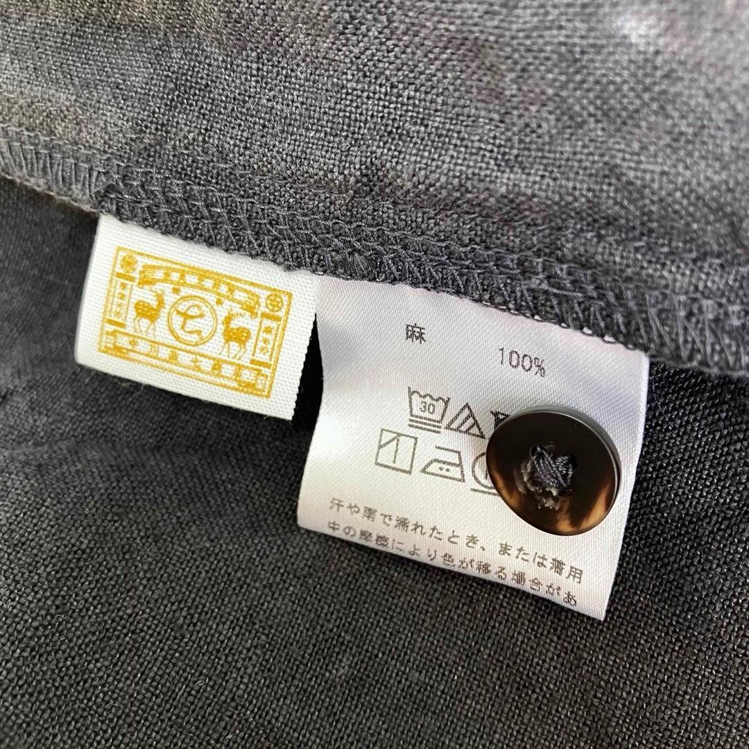 中川政七商店 厚手麻のボタンワンピース スミクロ