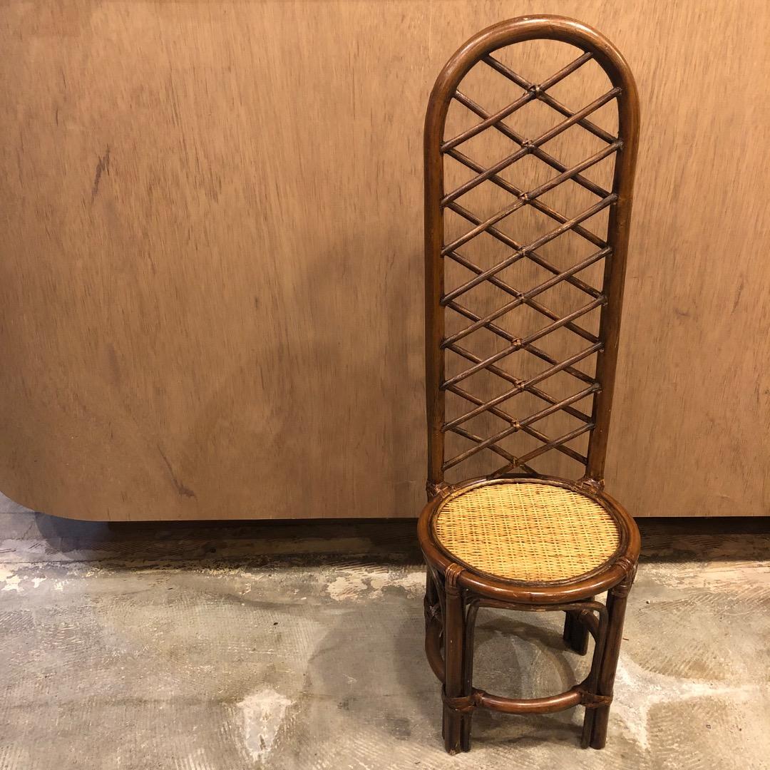 ラタン ハイバックスツール　ミニ椅子　インテリア用　ティスプレイ　花台