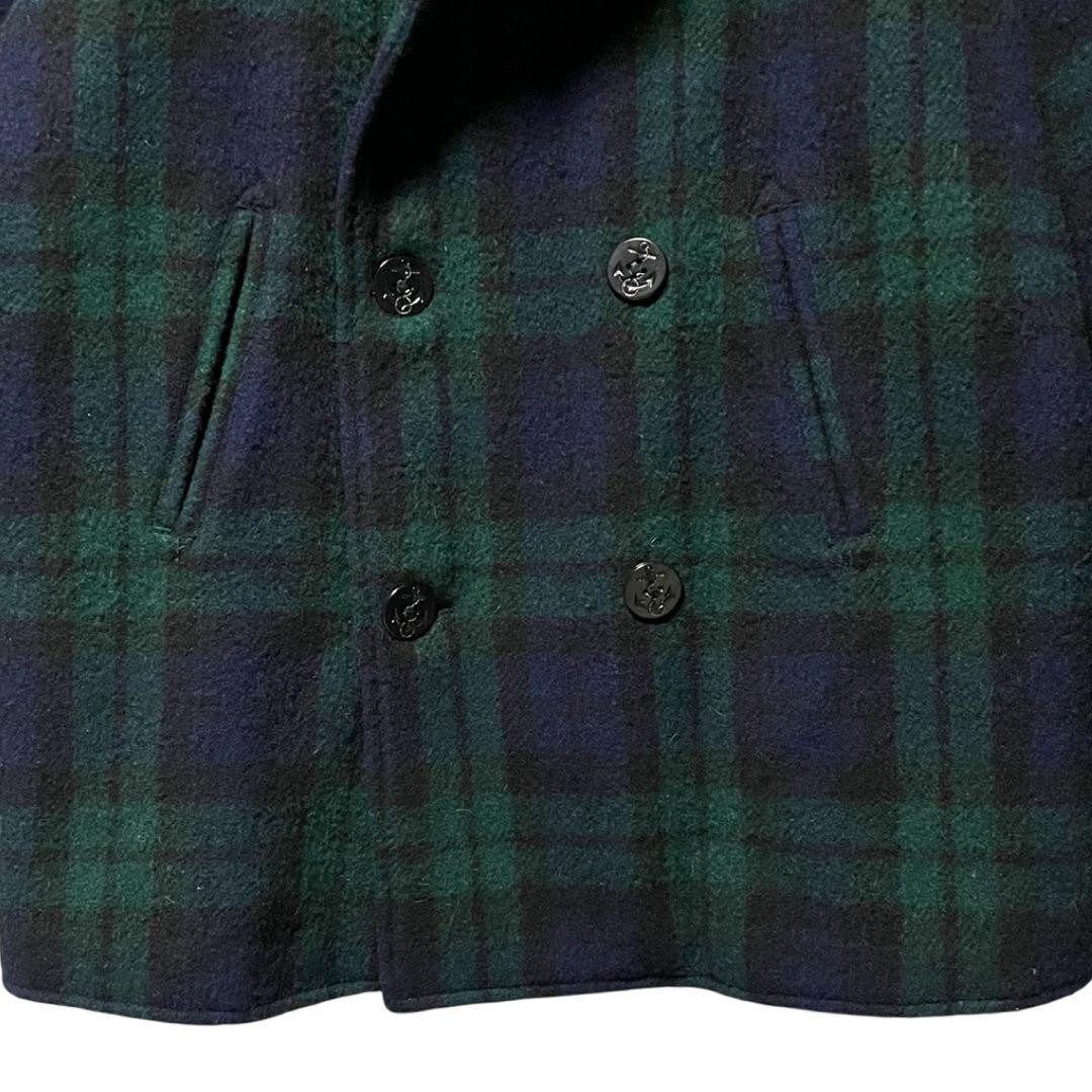 90s ポロラルフローレン ブラックウォッチ チェック ピーコート