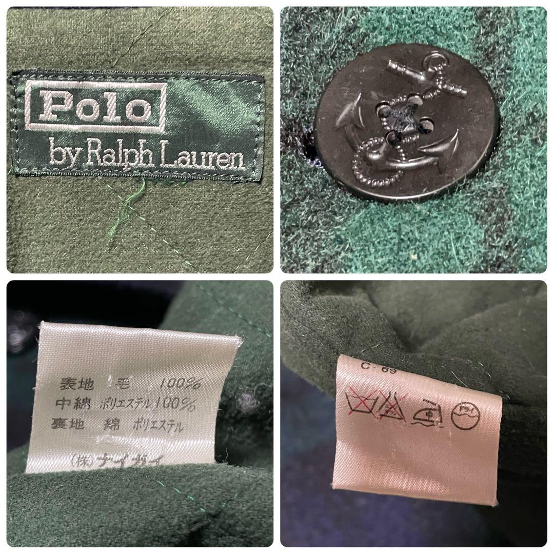 90s ポロラルフローレン ブラックウォッチ チェック ピーコート