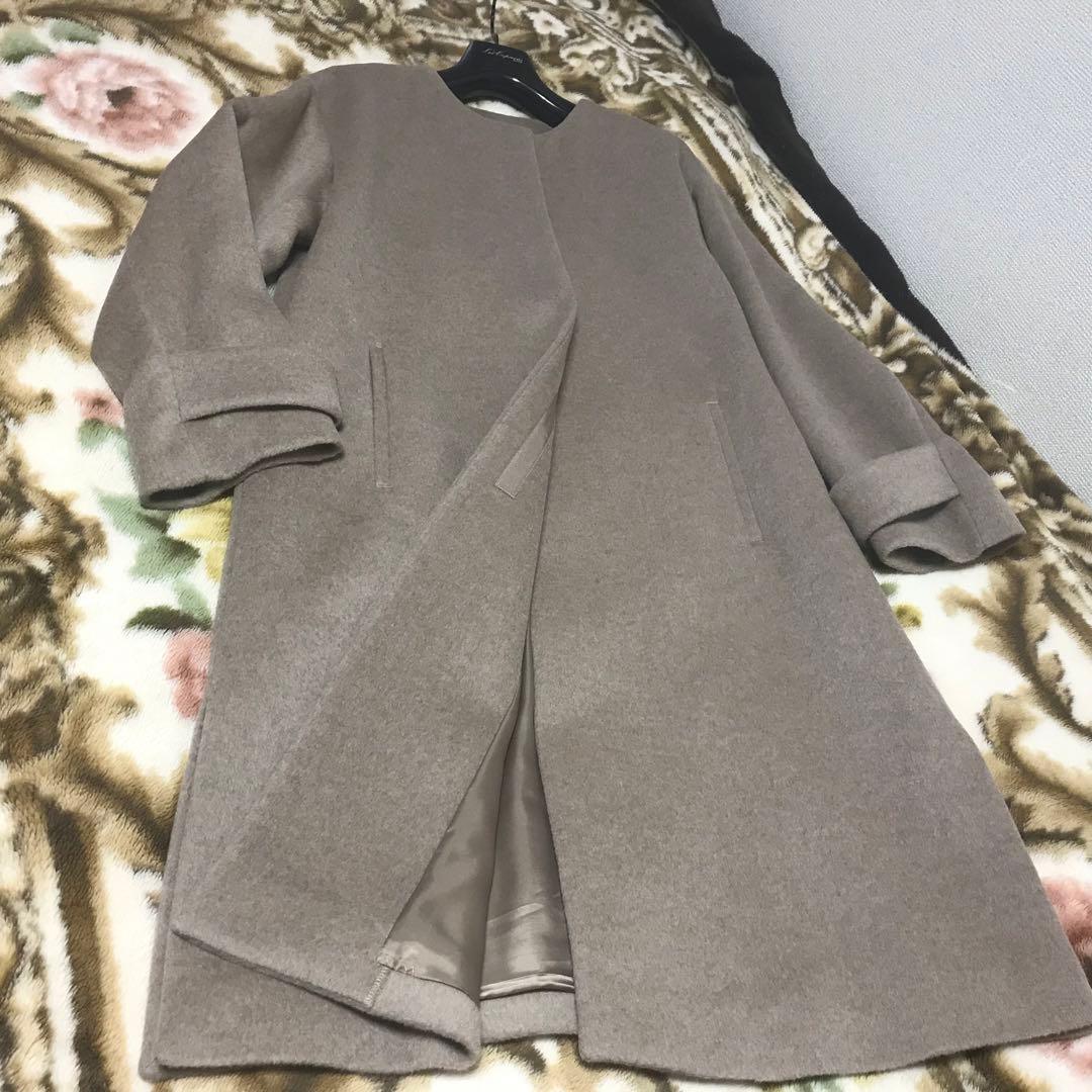 新品タグ付★グリーンレーベルリラクシング　ノーカラー コートアンゴラ✴︎ウール