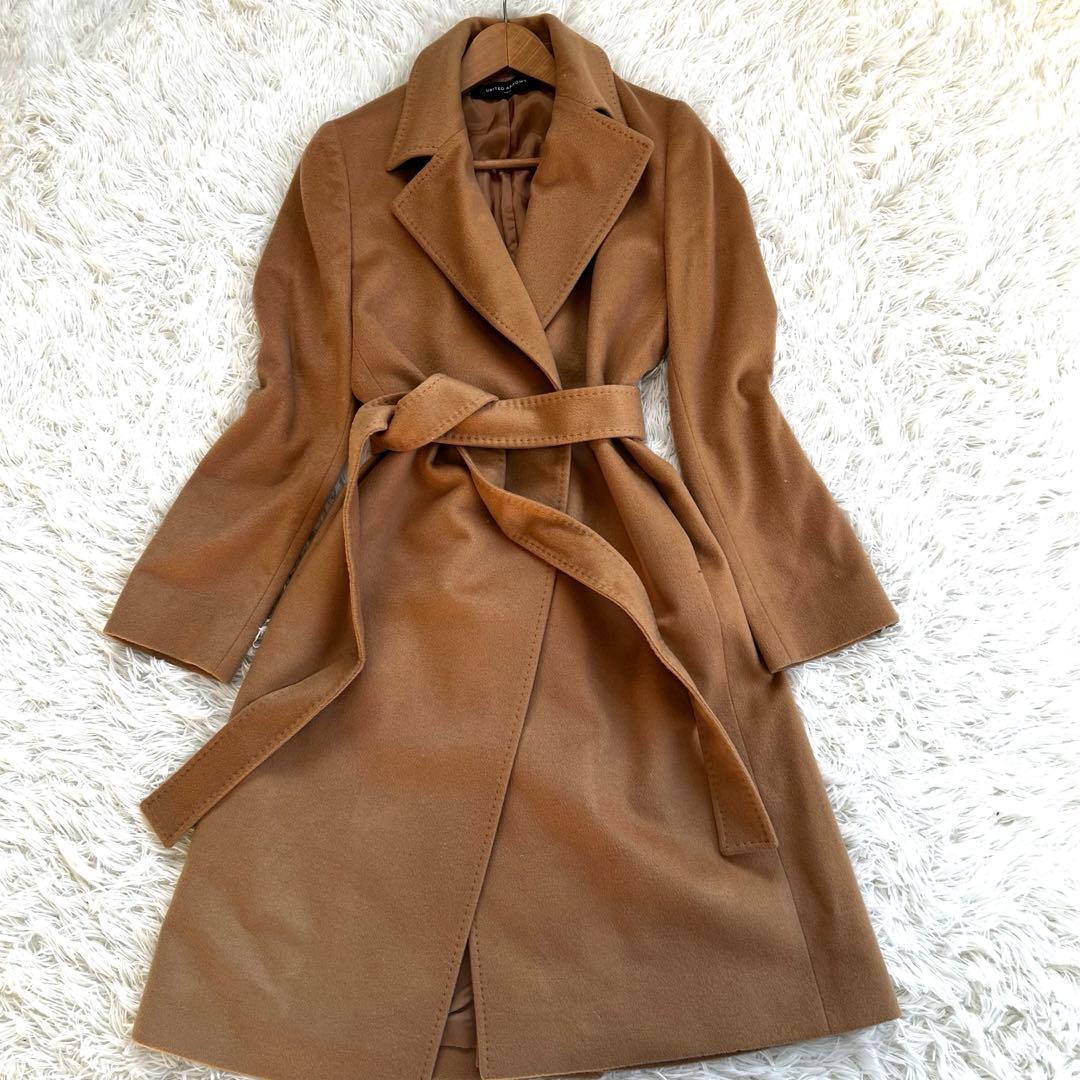 極美品✨ユナイテッドアローズ カシミヤ100% ベルテッドコート キャメル　L