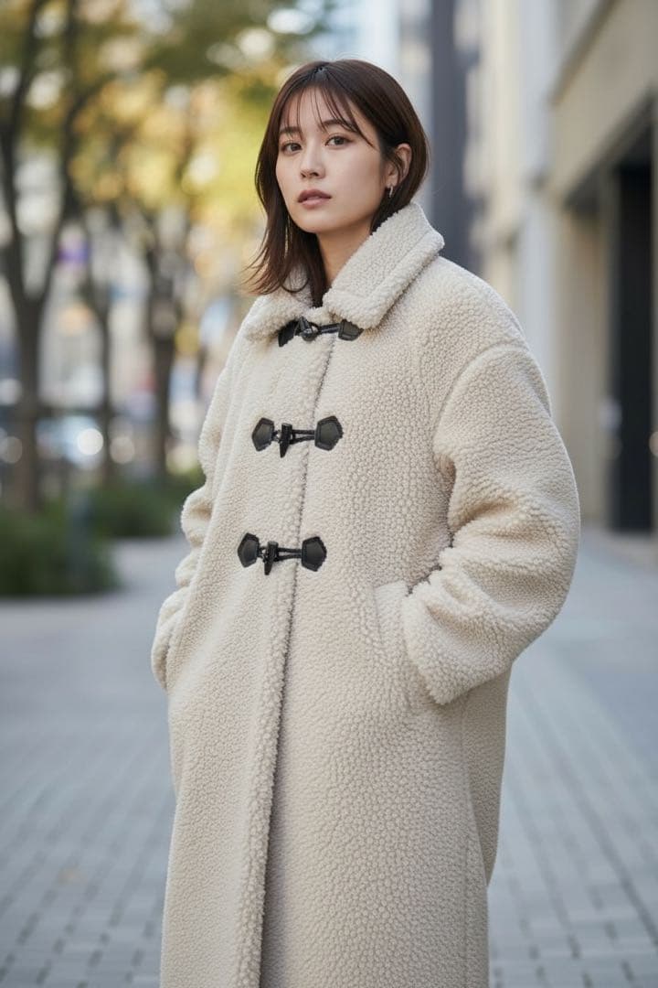 ZARA ボア ダッフル ロングコート トグルコート