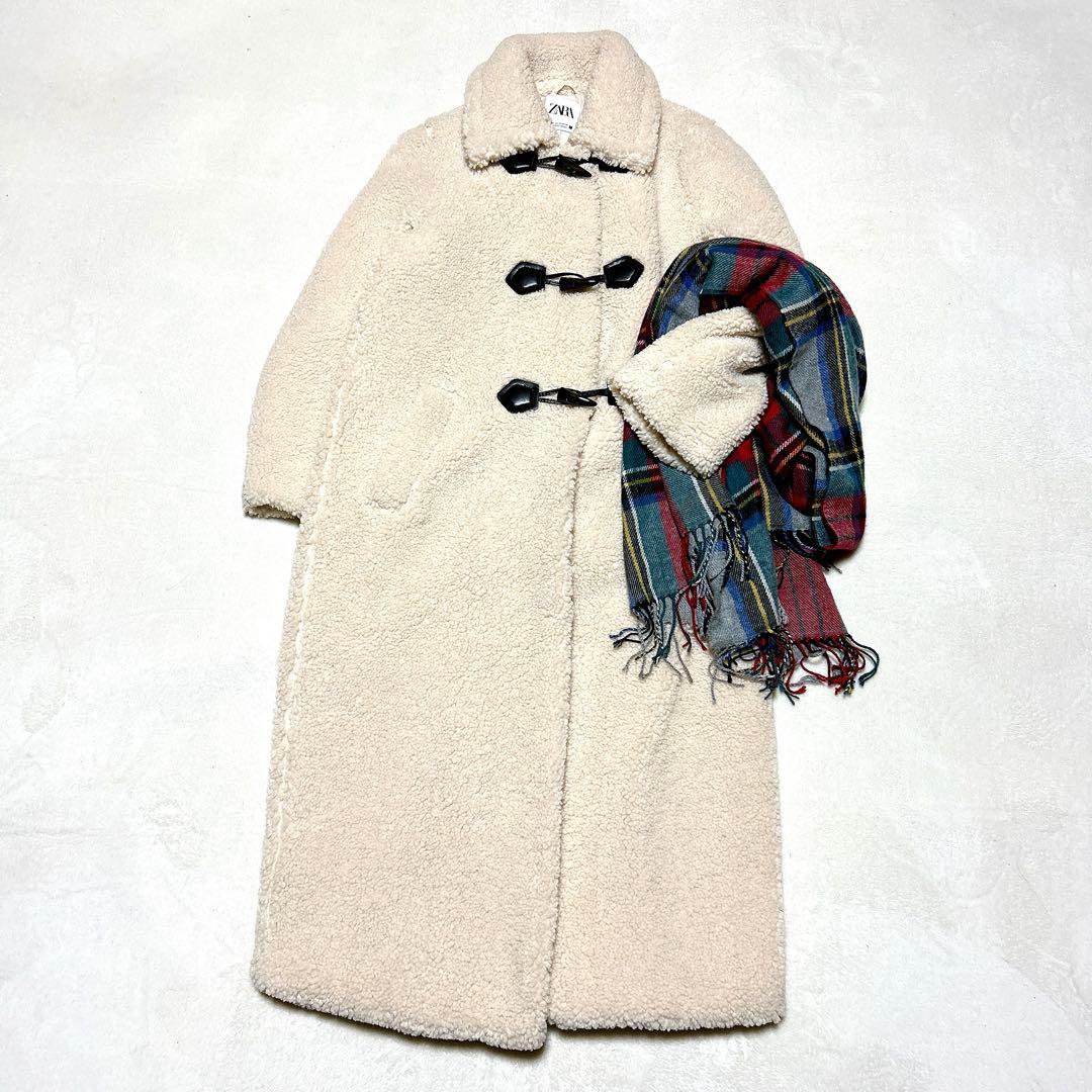 ZARA ボア ダッフル ロングコート トグルコート