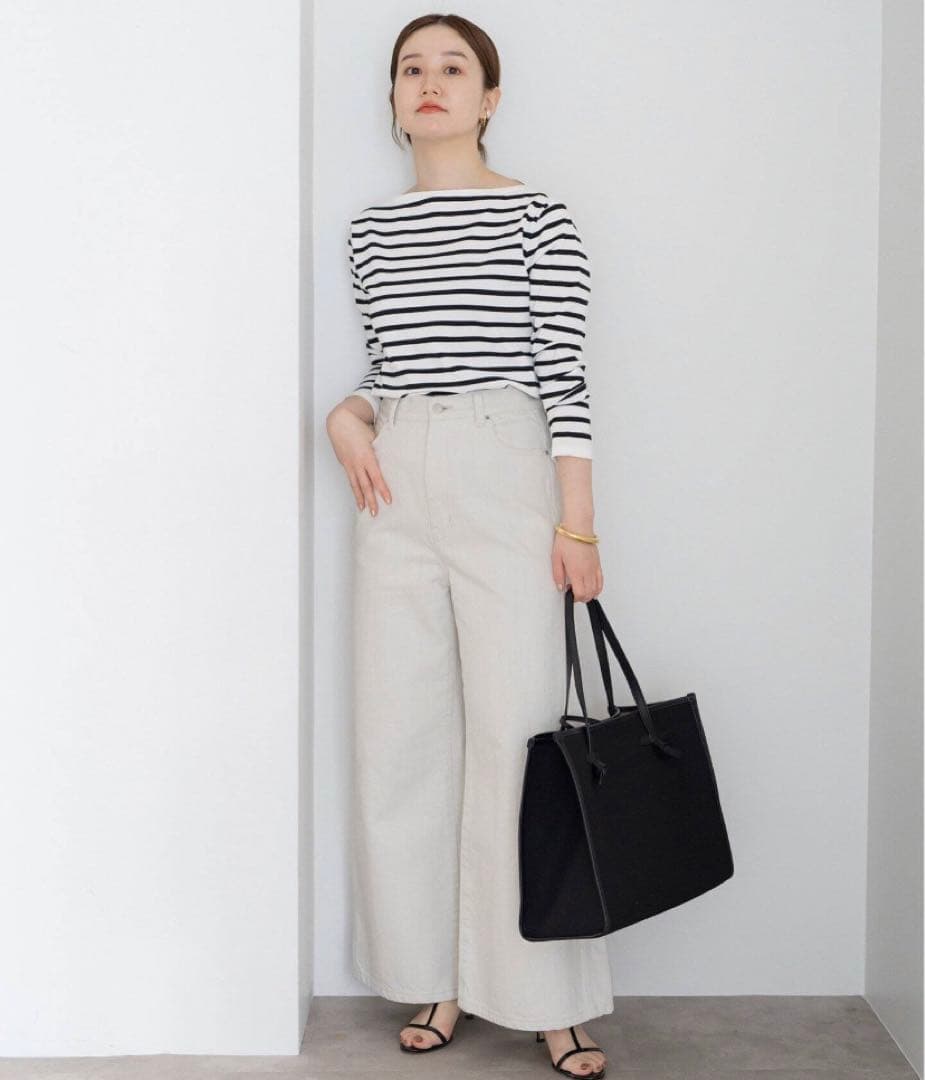 iena SEATTLE度詰めボーダーボートネックニット