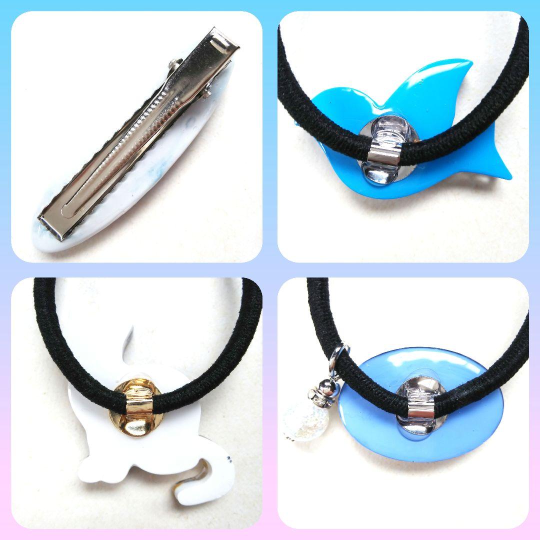 ヘアクリップ レジン 6.5cmオーバルマトリカリアとヒメウツギ プリンスカラー