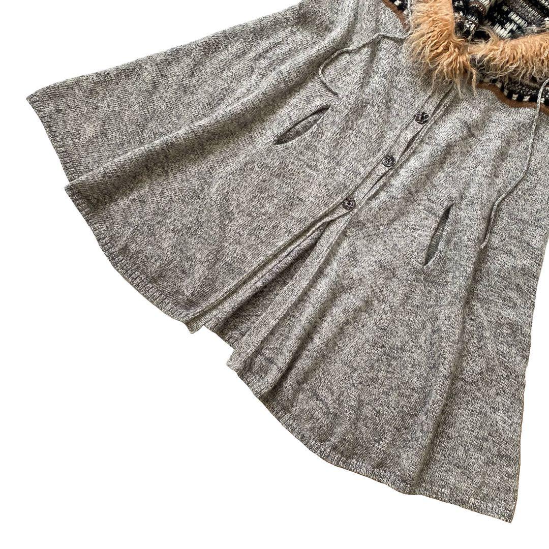 美品 ジャンポールゴルチエ ファー ニット ポンチョ 40 GAULTIER