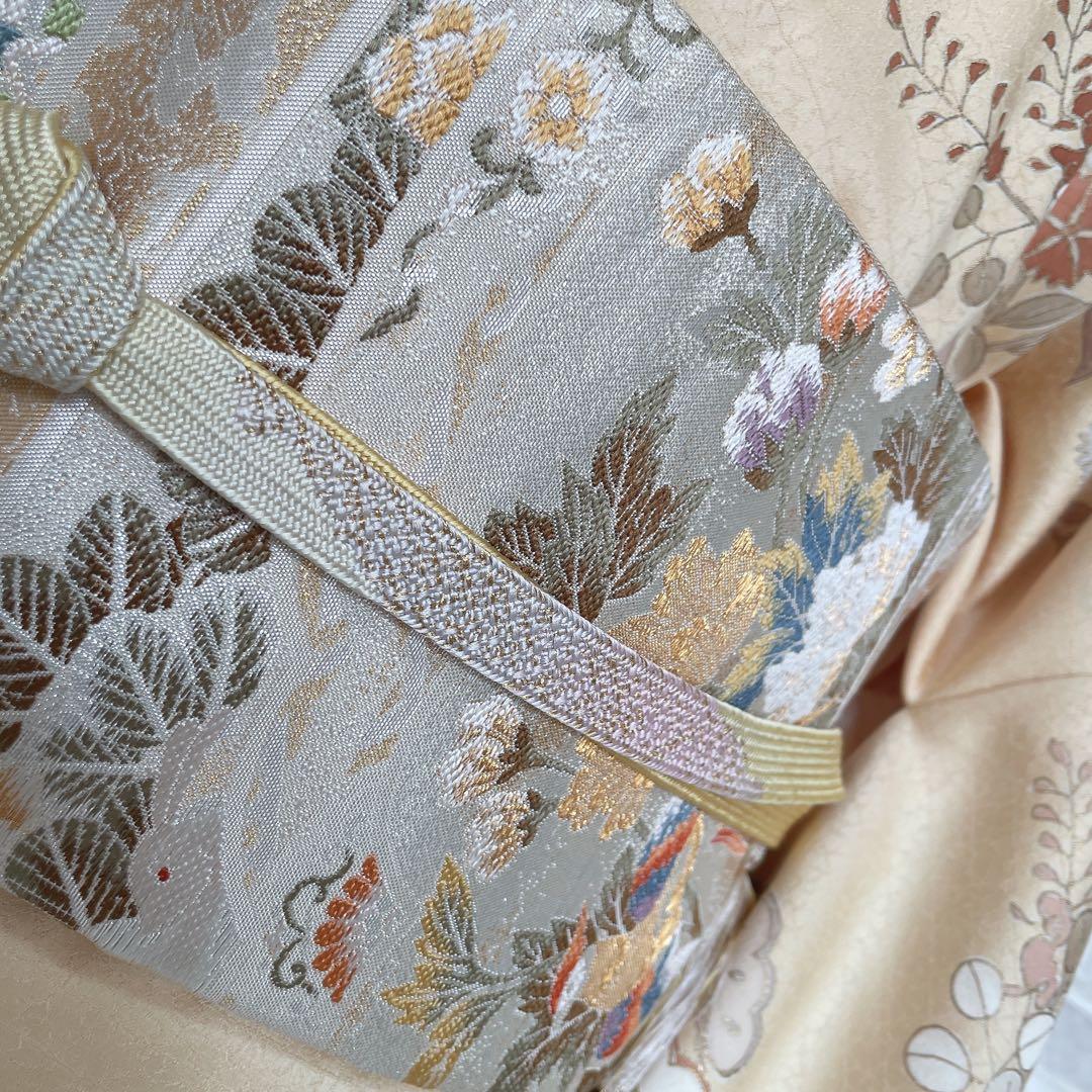 訪問着　フルセット　菊　豪華　手刺繍　金駒刺繍　金彩　綸子　入学式　卒業式　H1