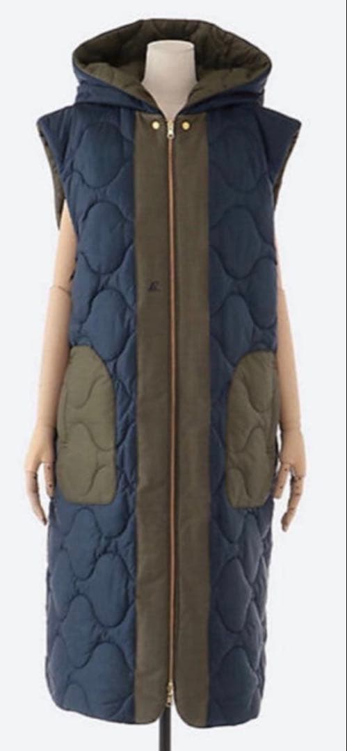 MADISON BLUE フード付きキルティングジレ　ダウンベスト