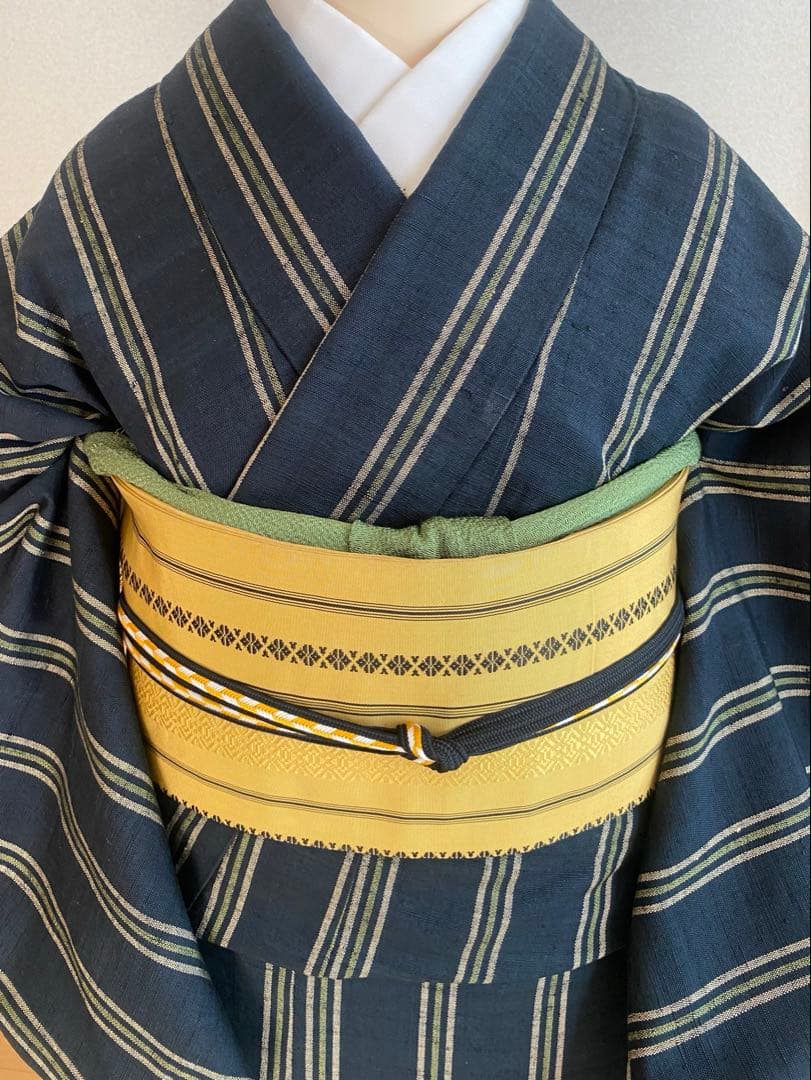 縞つむぎ、単着物と帯