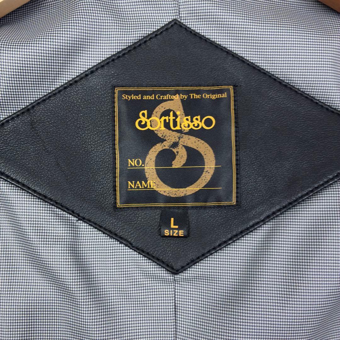 美品　ソルティッソ　ラムレザー　アンコンジャケット　カギフック　メタルボタン　L