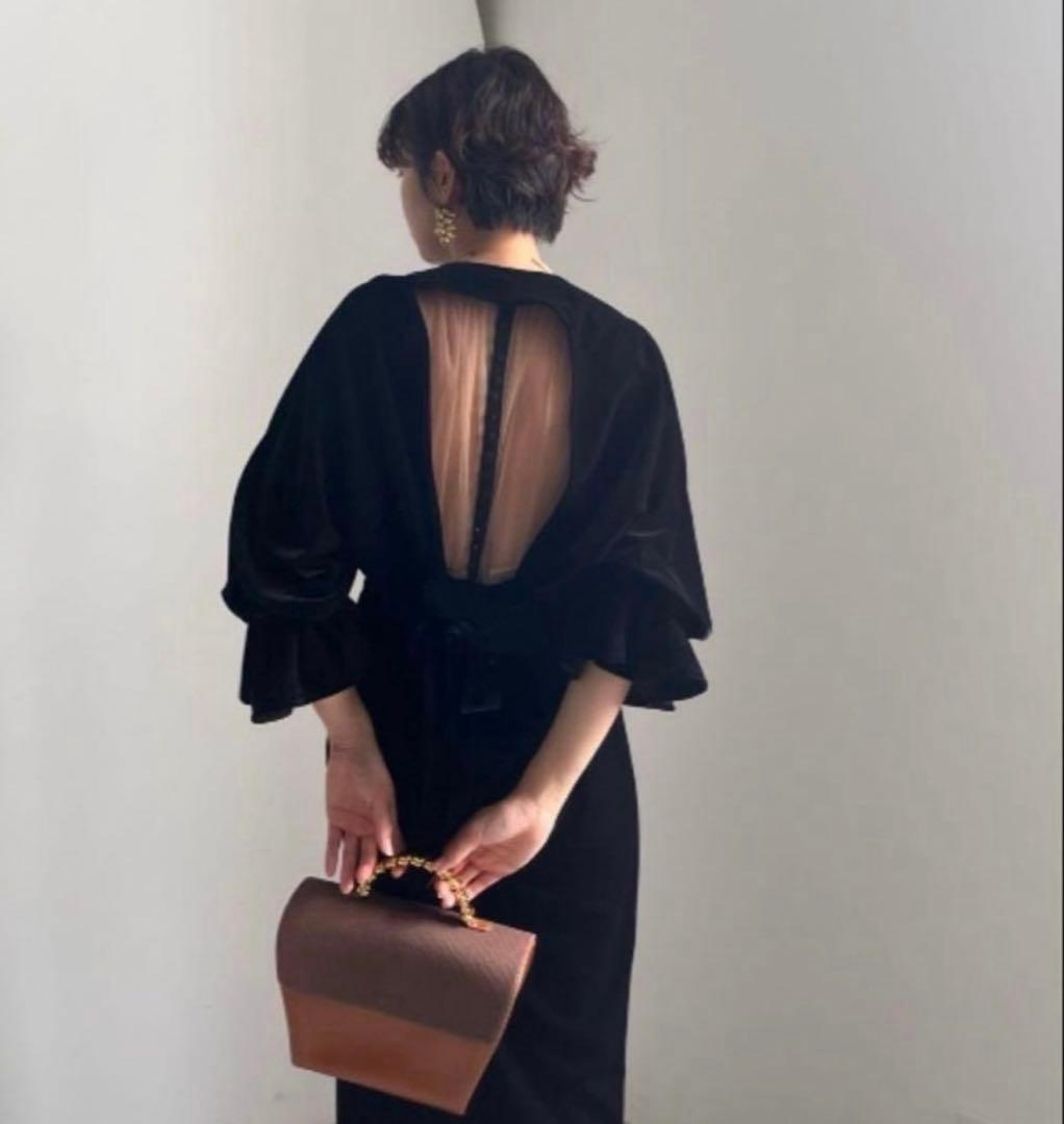 アメリ 2WAY CURVE VELOURS DRESS