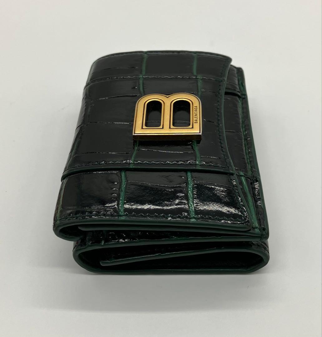 ⭐️ 美品 バレンシアガ B ロゴ コンパクト ミニ ウォレット グリーン クロコ