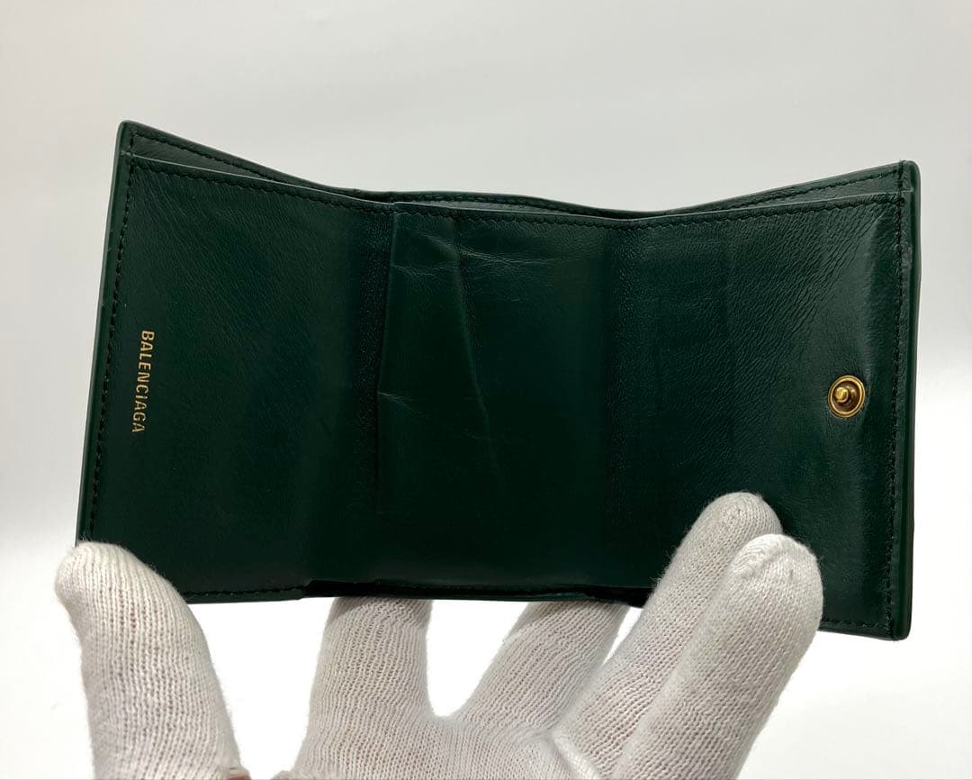 ⭐️ 美品 バレンシアガ B ロゴ コンパクト ミニ ウォレット グリーン クロコ