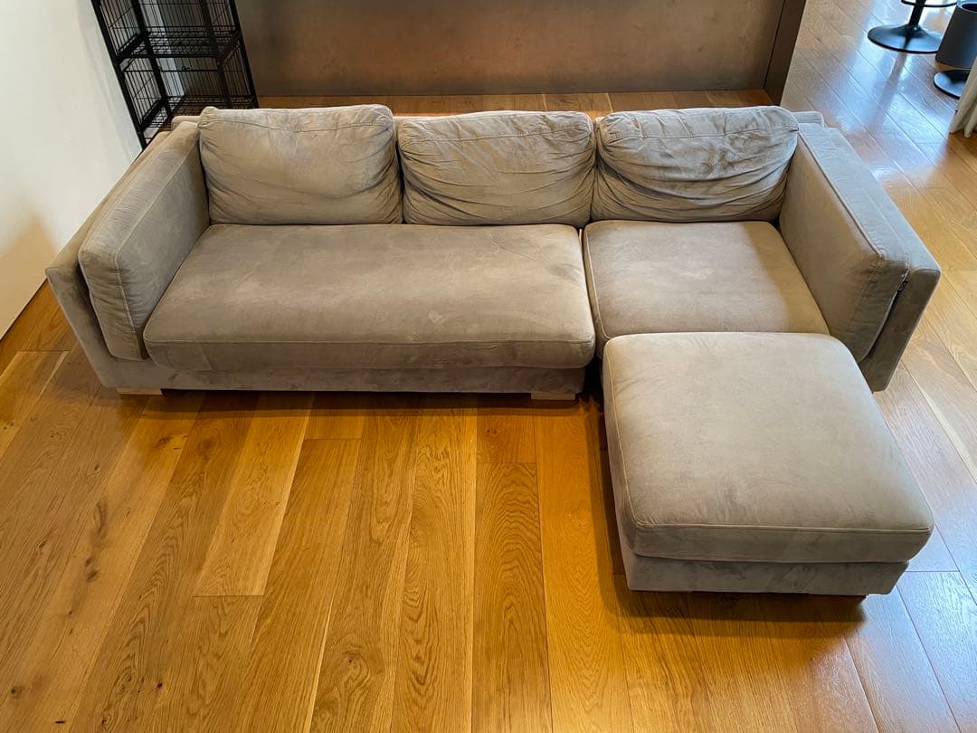 【LOWYA】カウチソファ ベルベット調 TS2TB