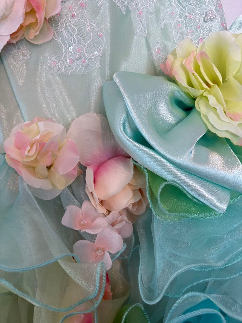 130 ドレス　キッズ　子供　アイクリア　グリーン　エメラルド　フォーマル