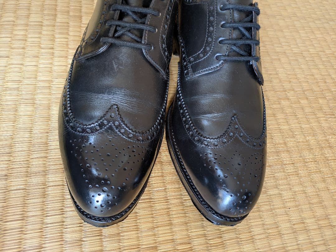 カルミナ　ウイングチップ　フルブローグ　外羽根　黒　サイズ7（25.5）