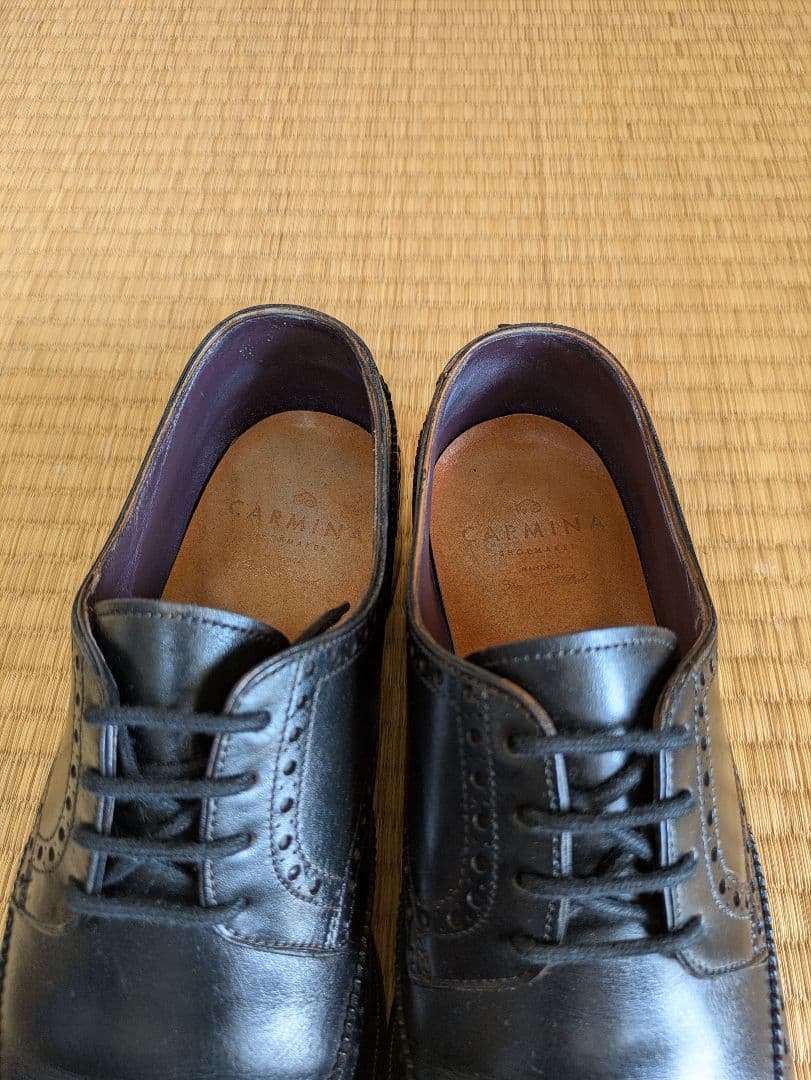 カルミナ　ウイングチップ　フルブローグ　外羽根　黒　サイズ7（25.5）