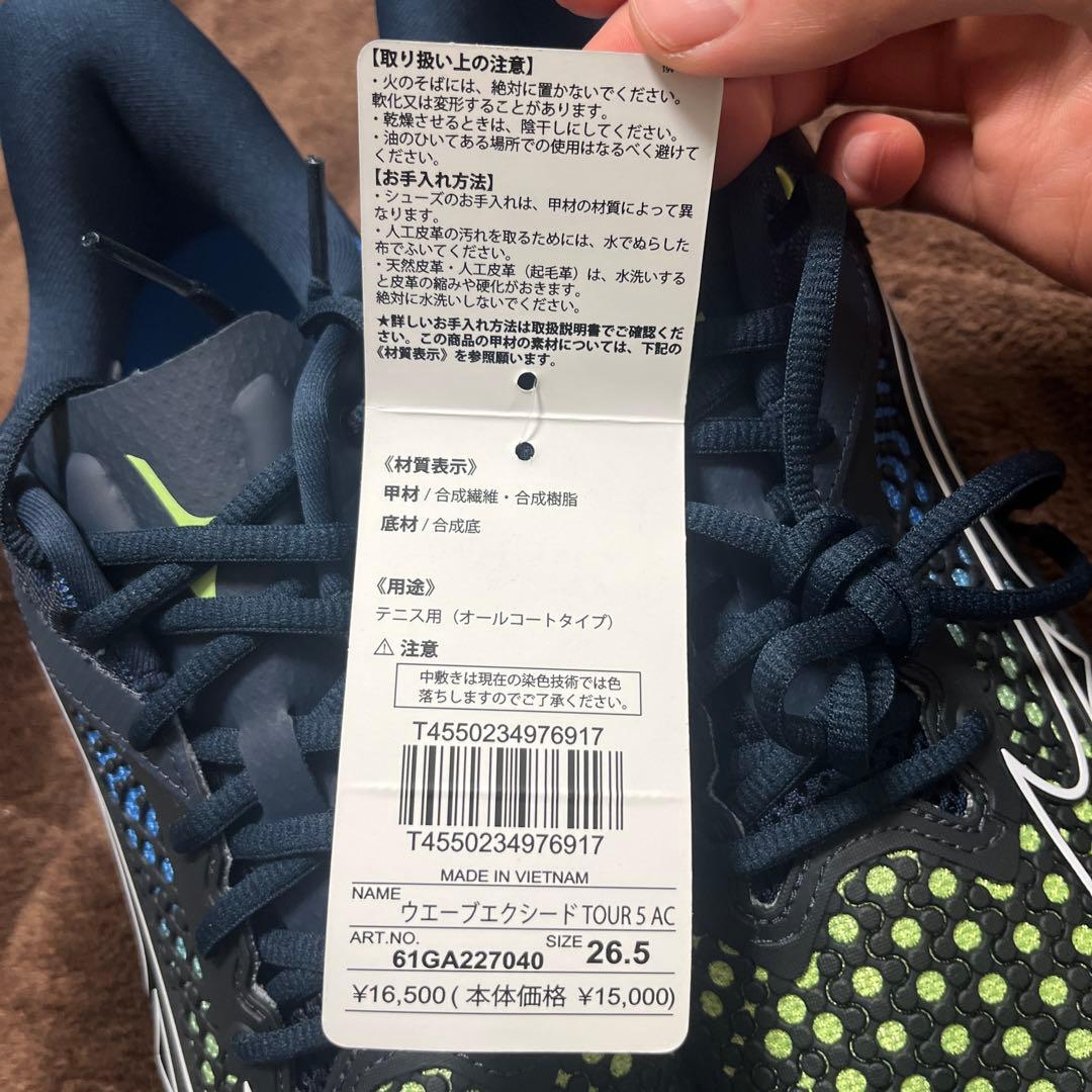 Mizuno Wave Exceed テニスシューズ 黒/緑　26.5cm