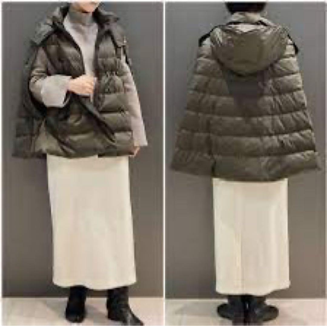タグ付新品未使用　theory luxes フード付ダウンベスト・ケープ カーキ