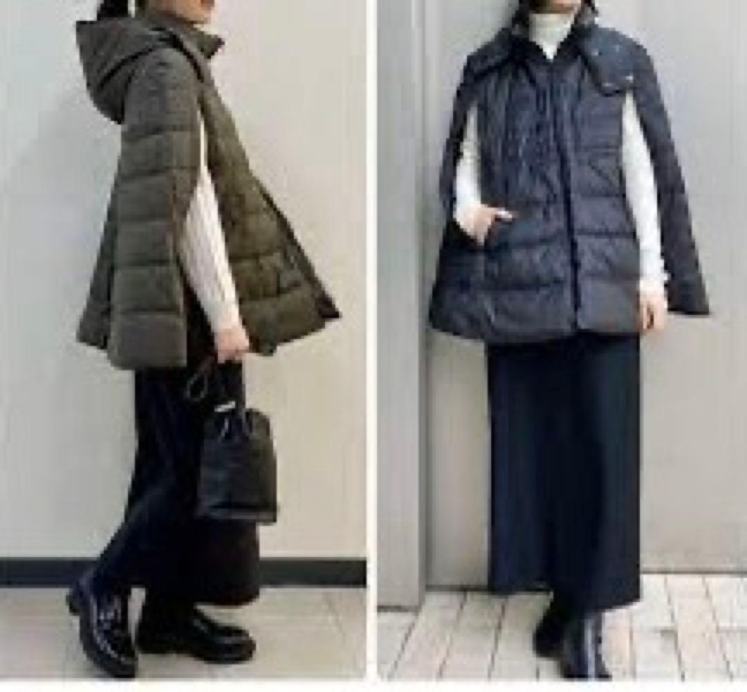 タグ付新品未使用　theory luxes フード付ダウンベスト・ケープ カーキ