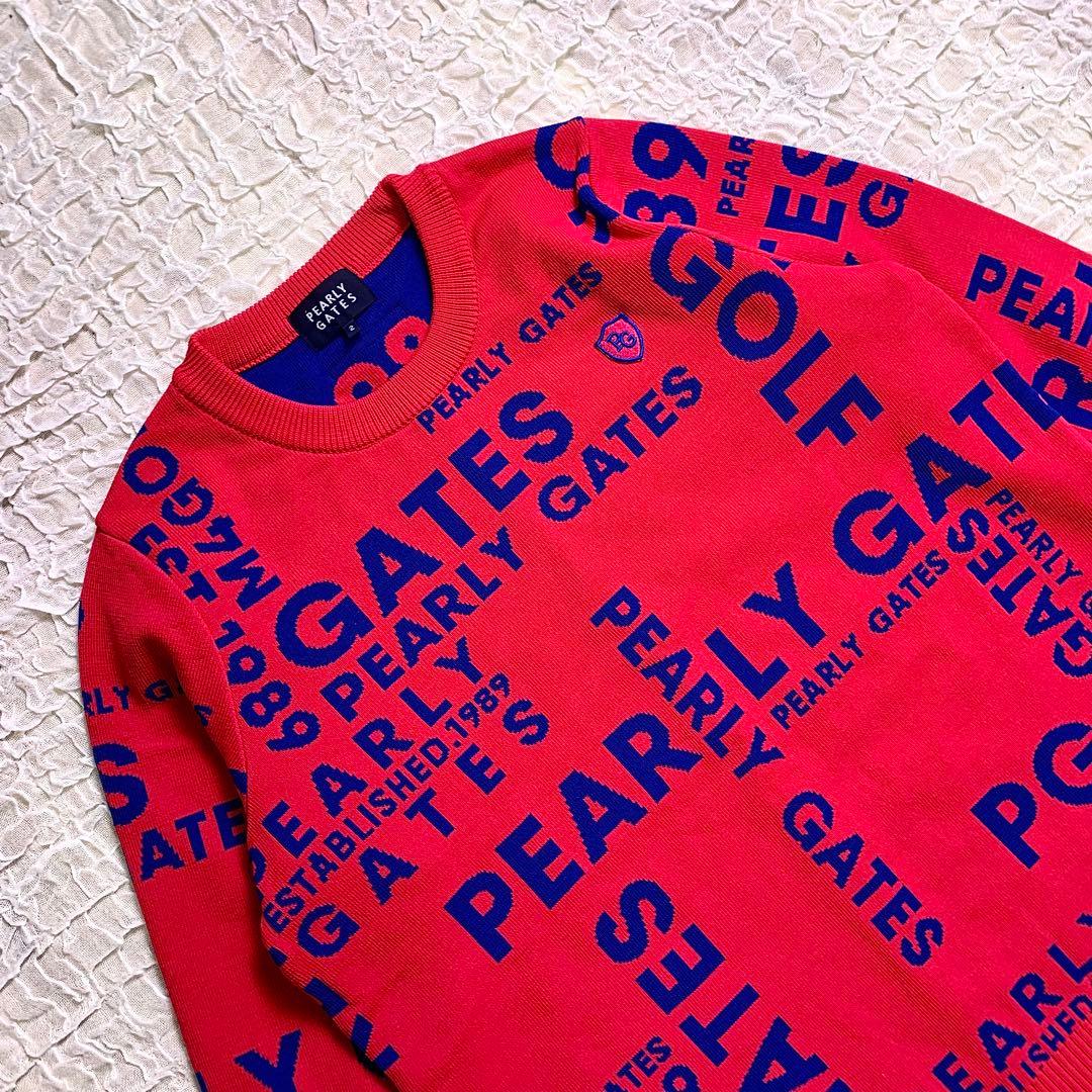 極美品　PEARLYGATES パーリーゲイツ クルーネック　セーター　ロゴ