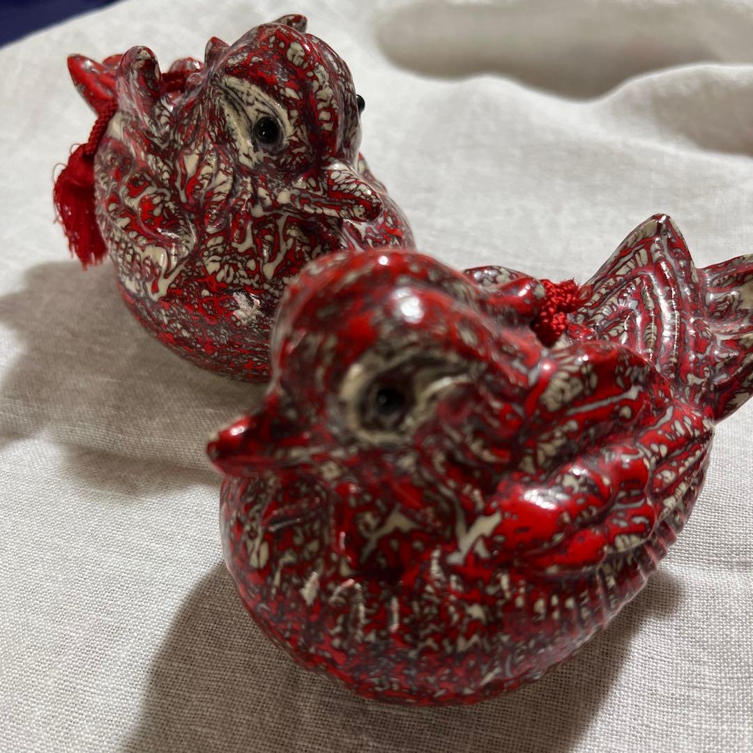 【美品】箕面焼　松田箕山作　オシドリセット　土鈴