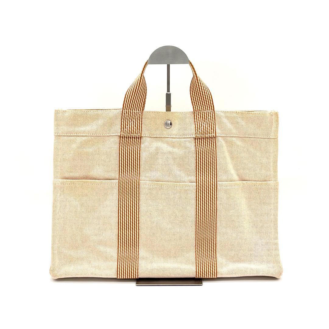 HERMESエルメス ニューフールトゥMMトートバッグ オレンジ系A4収納 通勤