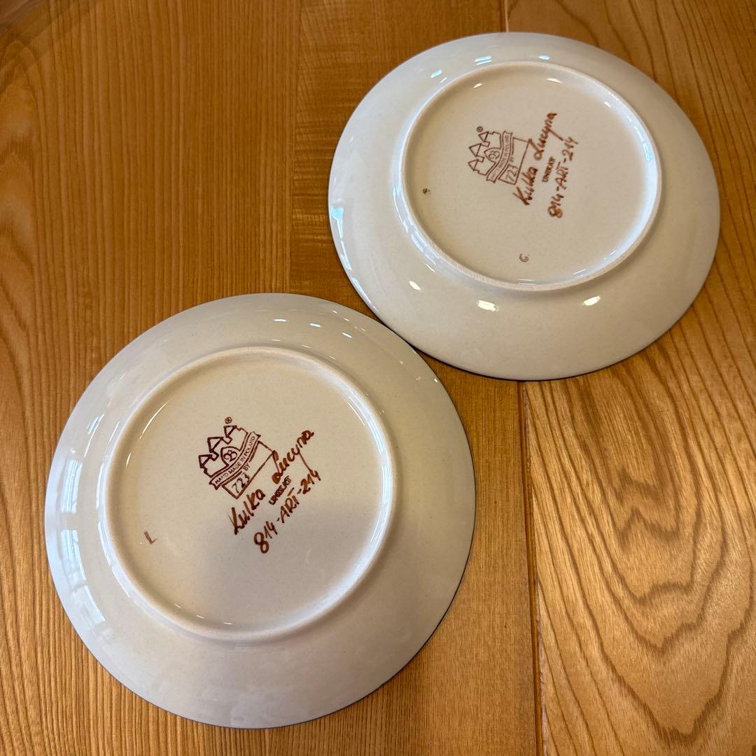 ポーランド食器　青い鳥と花模様の皿2枚セット