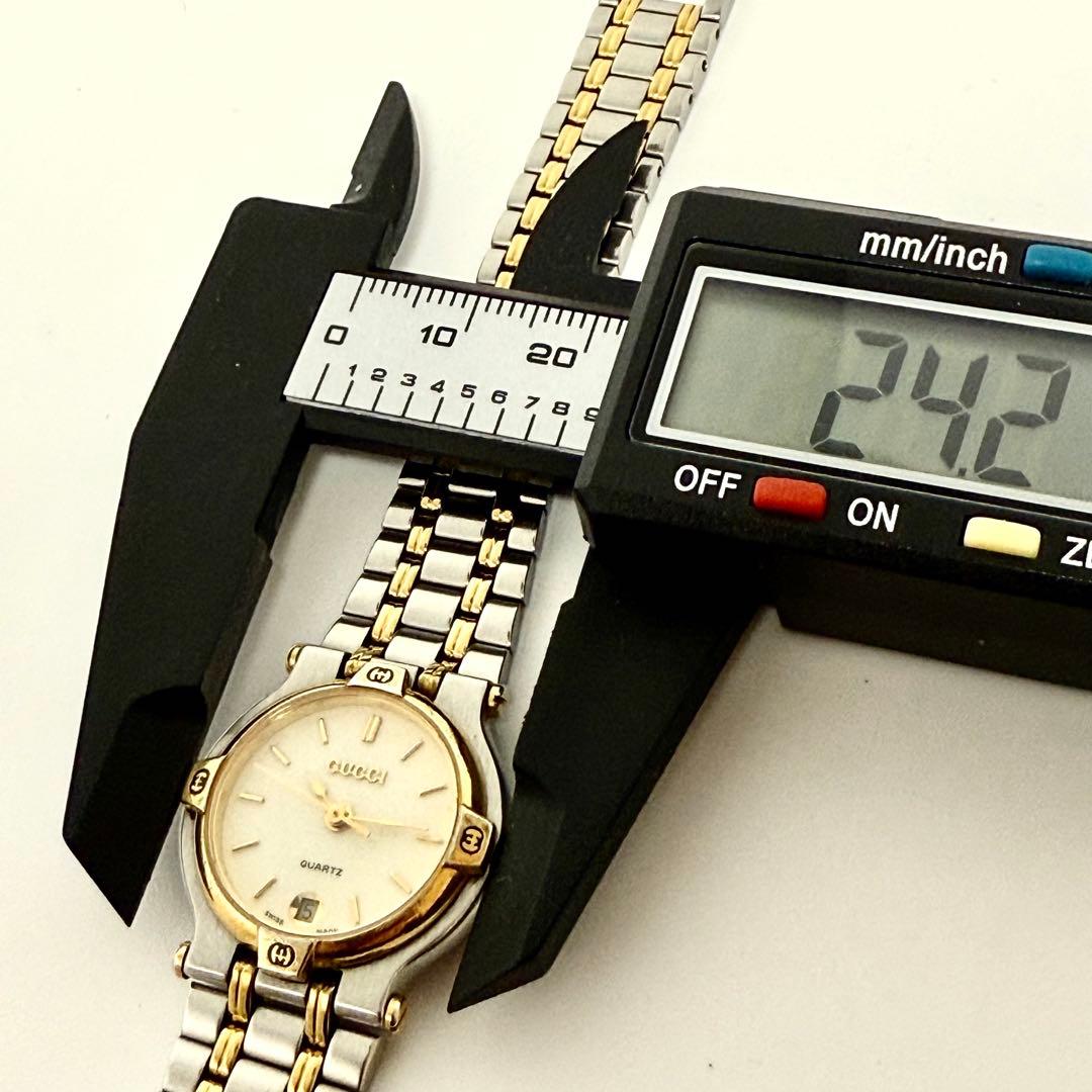 【稼働】GUCCI 9000 L デイト レディース 新品電池 自社ベルト