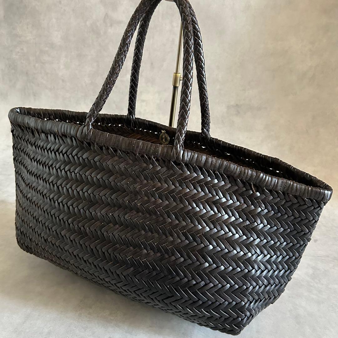 美品ドラゴンDragon メッシュバッグトートバッグレザー肩掛けダークブラウン