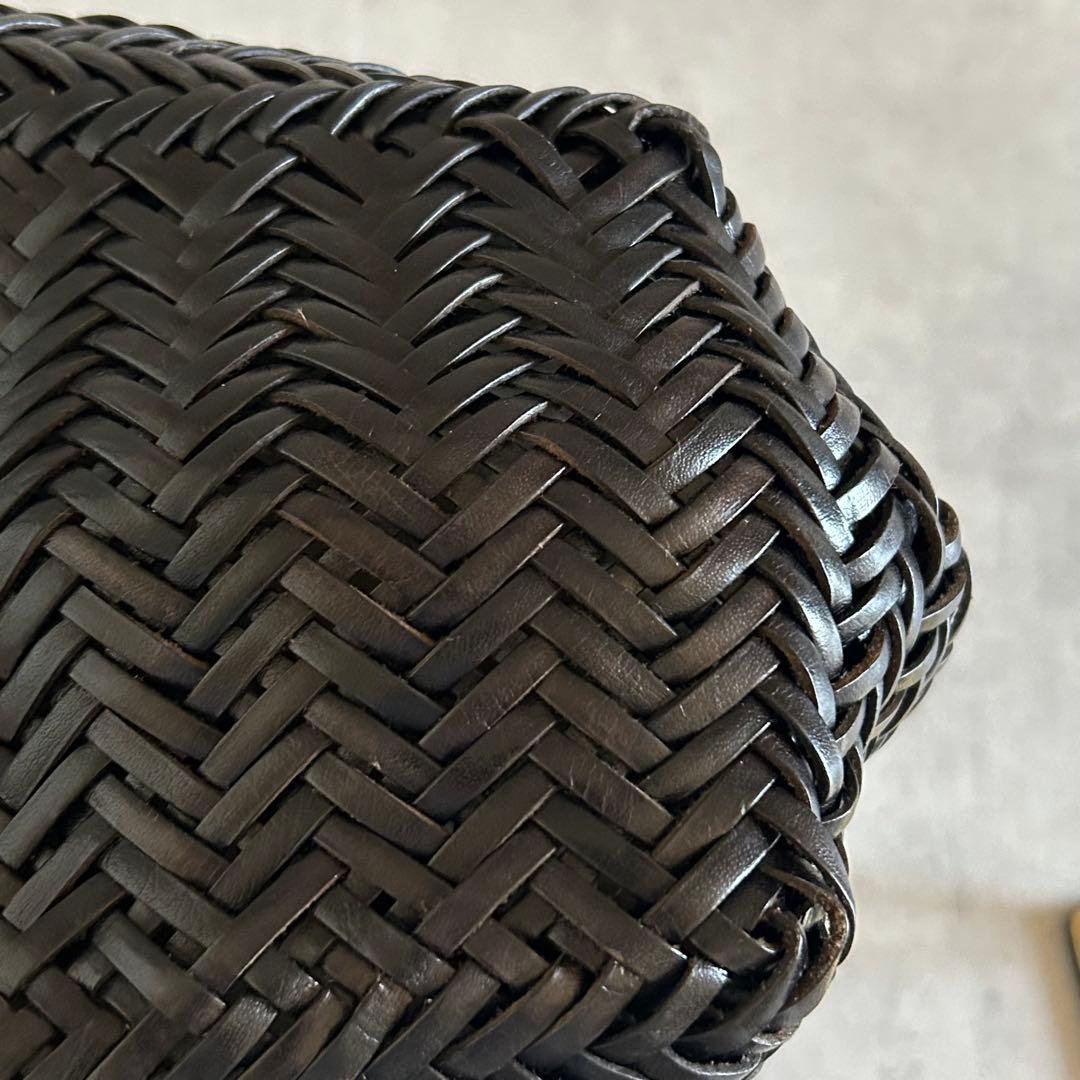 美品ドラゴンDragon メッシュバッグトートバッグレザー肩掛けダークブラウン