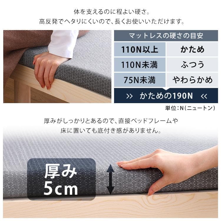 高反発　ウレタン　マットレス　クイーン　【Beleza5】
