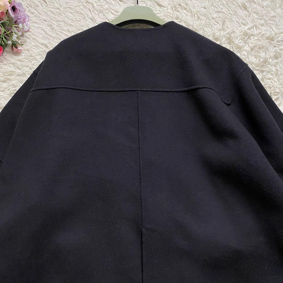 極美品■LE PHIL　ソフトウール　リバーポンチョ　ケープコート　ネイビー