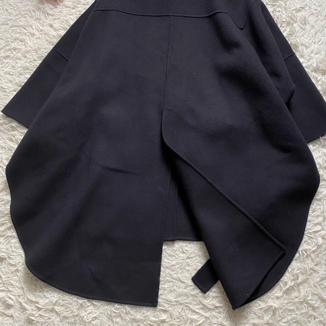 極美品■LE PHIL　ソフトウール　リバーポンチョ　ケープコート　ネイビー