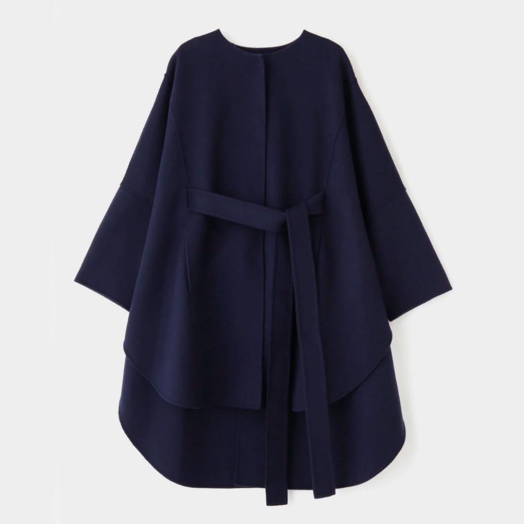 極美品■LE PHIL　ソフトウール　リバーポンチョ　ケープコート　ネイビー