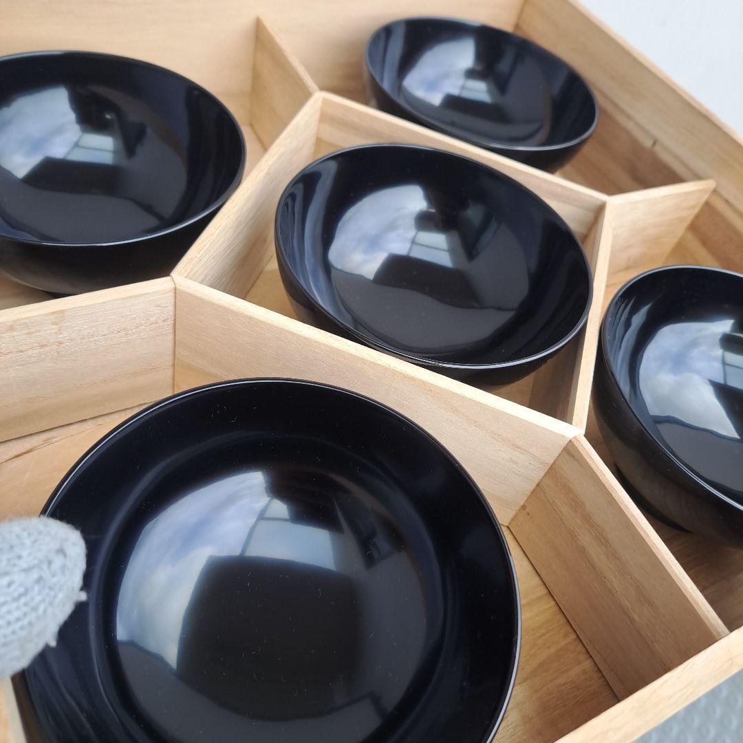 【輪島塗　御吸物椀×5客】布着本堅地　浅見漆器店　沈金\"五君子　未使用