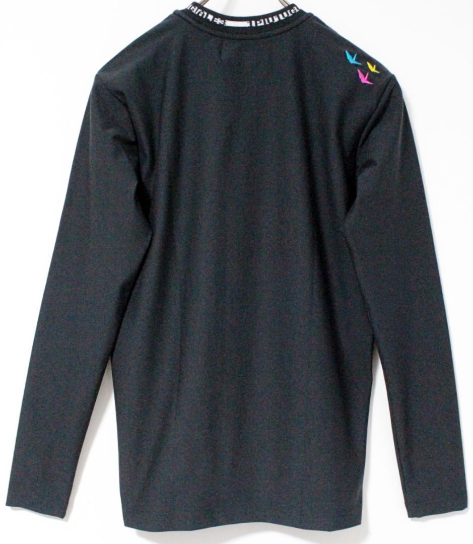 新品 ウノピゥウノウグァーレトレ 折鶴刺繍 ネックロゴ 長袖カットソー S 黒