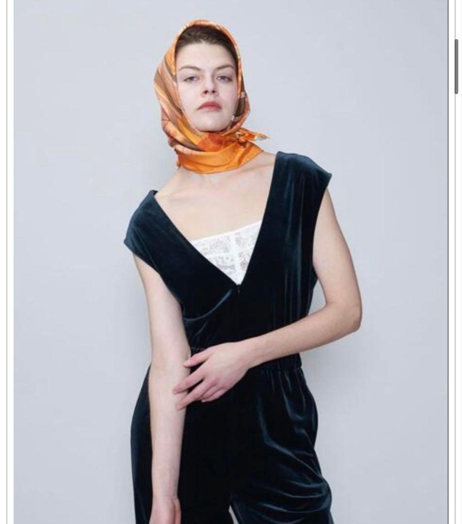 6 （ROKU）ベロア　Vネック　オールインワン