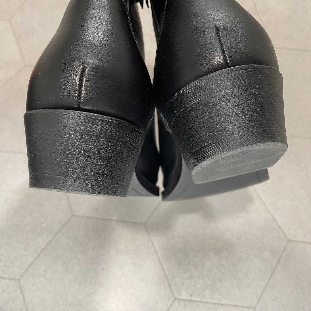 ★極美品★ZARAレザーブーツ　サイドジップ　ポインテッドトゥ　27.5