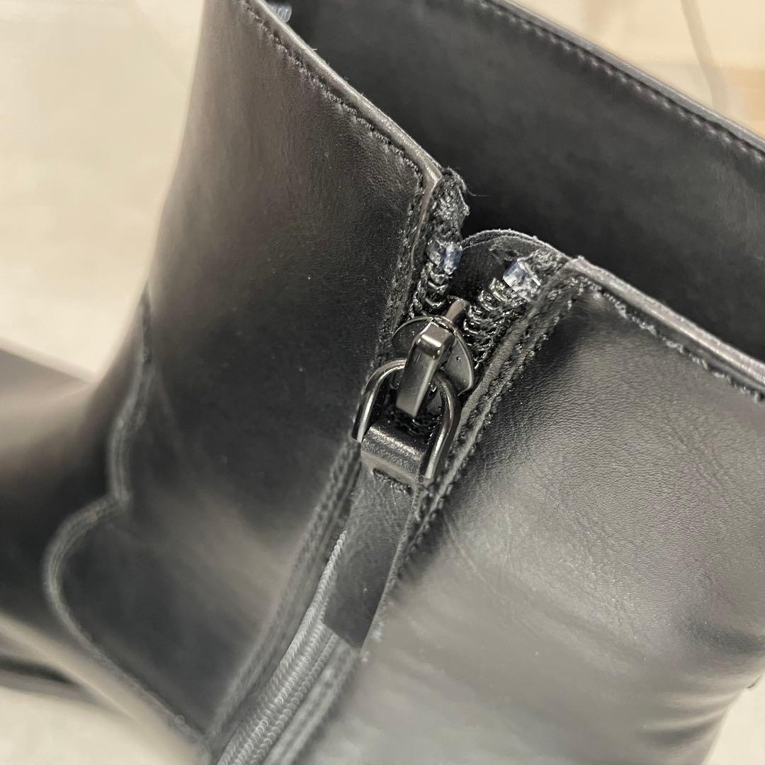 ★極美品★ZARAレザーブーツ　サイドジップ　ポインテッドトゥ　27.5